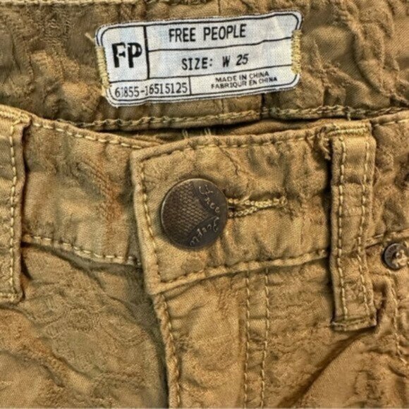 Free People | Women's Olive Green Textured Casual Skinny Pants Size 25 - Picture 8 of 8